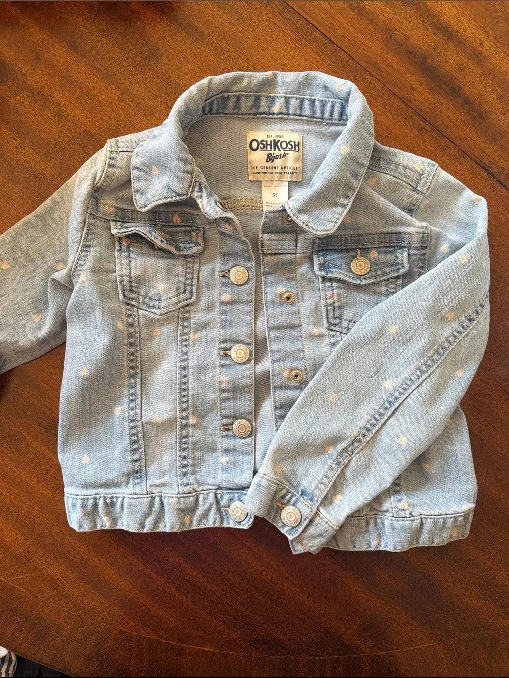 OshKosh B'gosh Light Blue Denim Jacket with White Polka Dots